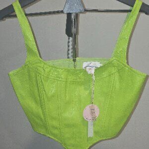 *NEW* Annorlunda faux leather curved corset in lime green